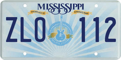 MS license plate ZLO112