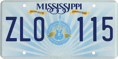 MS license plate ZLO115
