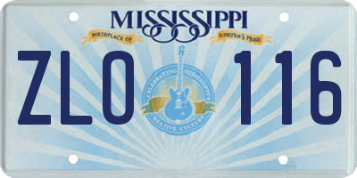 MS license plate ZLO116