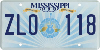 MS license plate ZLO118