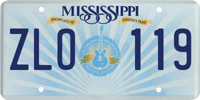 MS license plate ZLO119