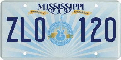 MS license plate ZLO120
