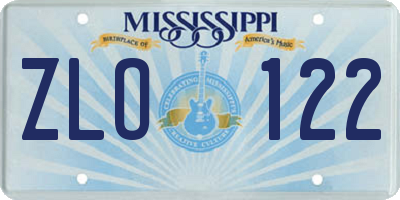 MS license plate ZLO122