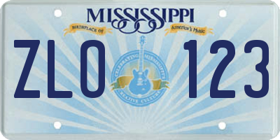MS license plate ZLO123