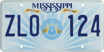 MS license plate ZLO124