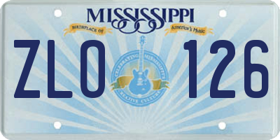 MS license plate ZLO126