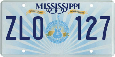 MS license plate ZLO127