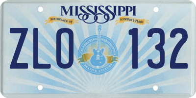 MS license plate ZLO132