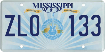 MS license plate ZLO133