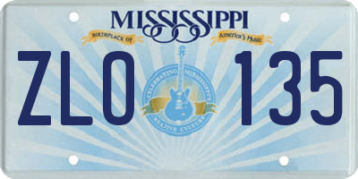 MS license plate ZLO135