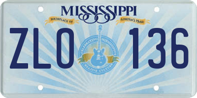 MS license plate ZLO136
