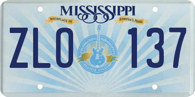 MS license plate ZLO137