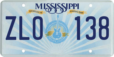 MS license plate ZLO138