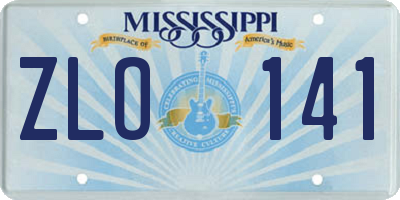 MS license plate ZLO141