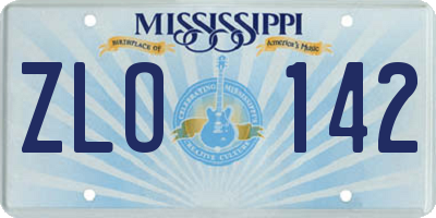 MS license plate ZLO142