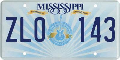 MS license plate ZLO143