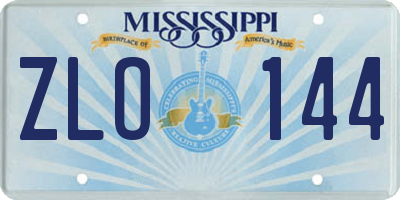 MS license plate ZLO144