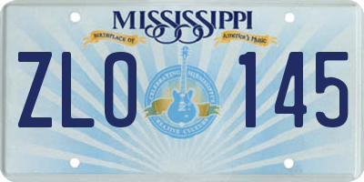 MS license plate ZLO145