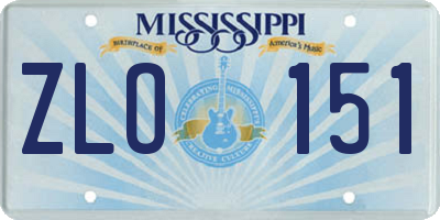 MS license plate ZLO151