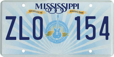 MS license plate ZLO154