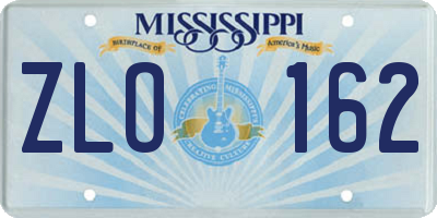 MS license plate ZLO162