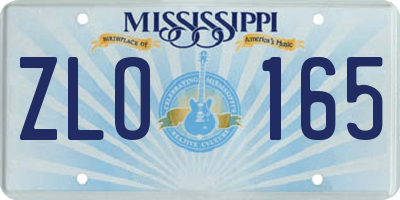 MS license plate ZLO165