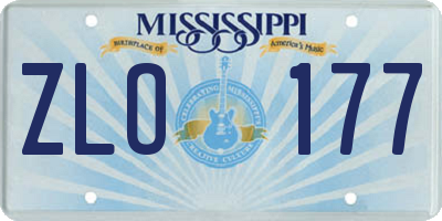 MS license plate ZLO177