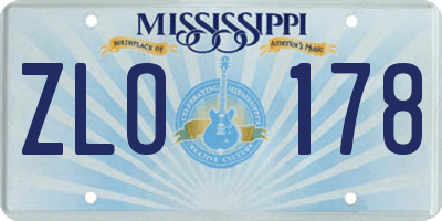 MS license plate ZLO178