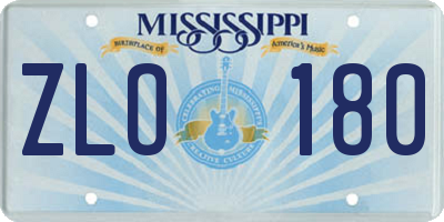 MS license plate ZLO180