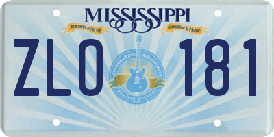 MS license plate ZLO181