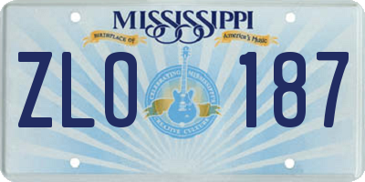 MS license plate ZLO187