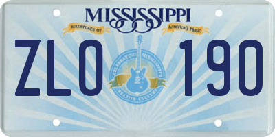 MS license plate ZLO190