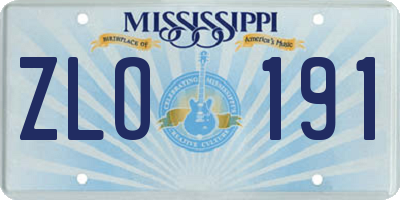 MS license plate ZLO191
