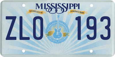 MS license plate ZLO193