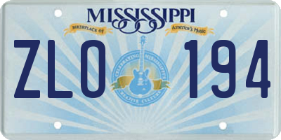 MS license plate ZLO194