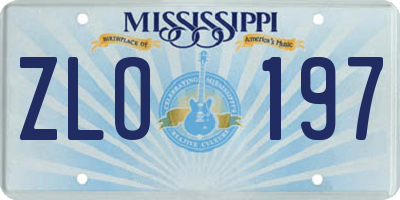 MS license plate ZLO197