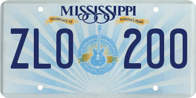 MS license plate ZLO200