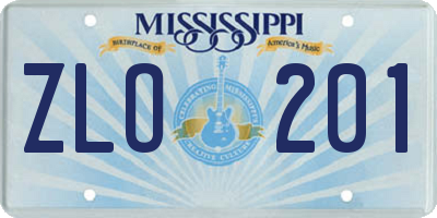 MS license plate ZLO201