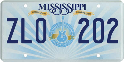MS license plate ZLO202