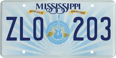 MS license plate ZLO203
