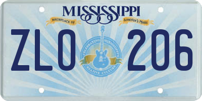 MS license plate ZLO206