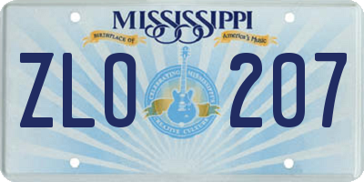 MS license plate ZLO207
