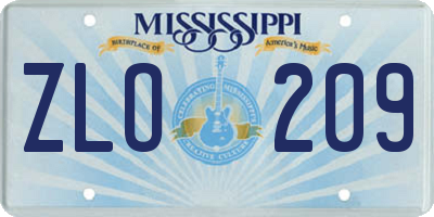 MS license plate ZLO209