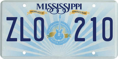 MS license plate ZLO210
