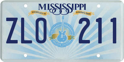 MS license plate ZLO211