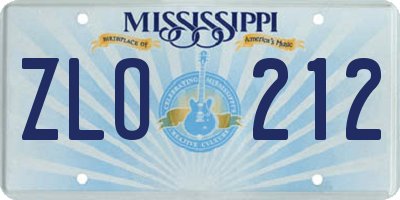 MS license plate ZLO212