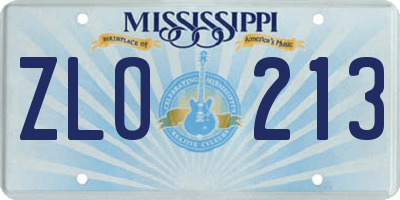 MS license plate ZLO213