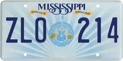 MS license plate ZLO214