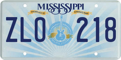 MS license plate ZLO218