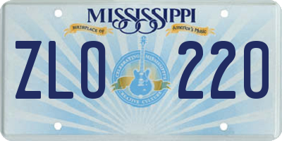 MS license plate ZLO220
